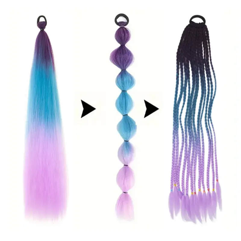 Synthetic 2Pcs/Pack 26inch  Gradient Straight Hair Woven Ponytail Hair accessories suitable for women daily And Christmas use