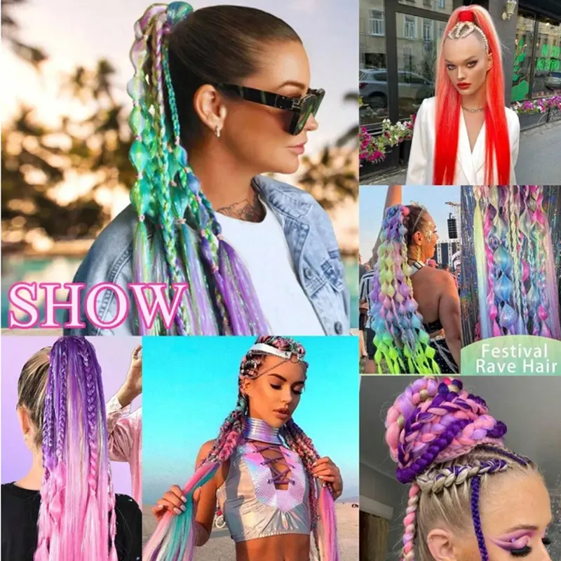 Synthetic 2Pcs/Pack 26inch  Gradient Straight Hair Woven Ponytail Hair accessories suitable for women daily And Christmas use