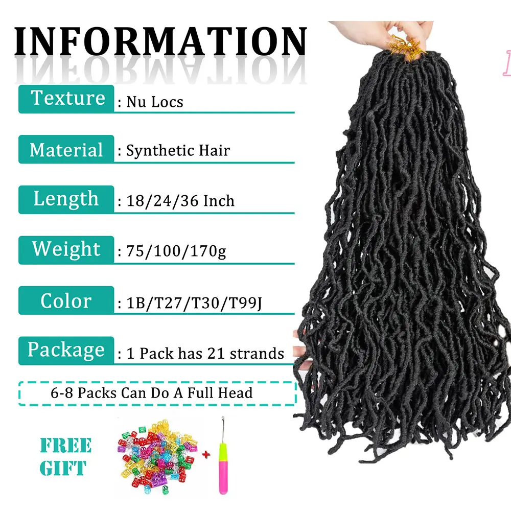 36 Inch Faux Locs Crochet Hair Extensions For Women Synthetic Soft Nu Locs Crochet Braids Dreadlocks Hair Extensions