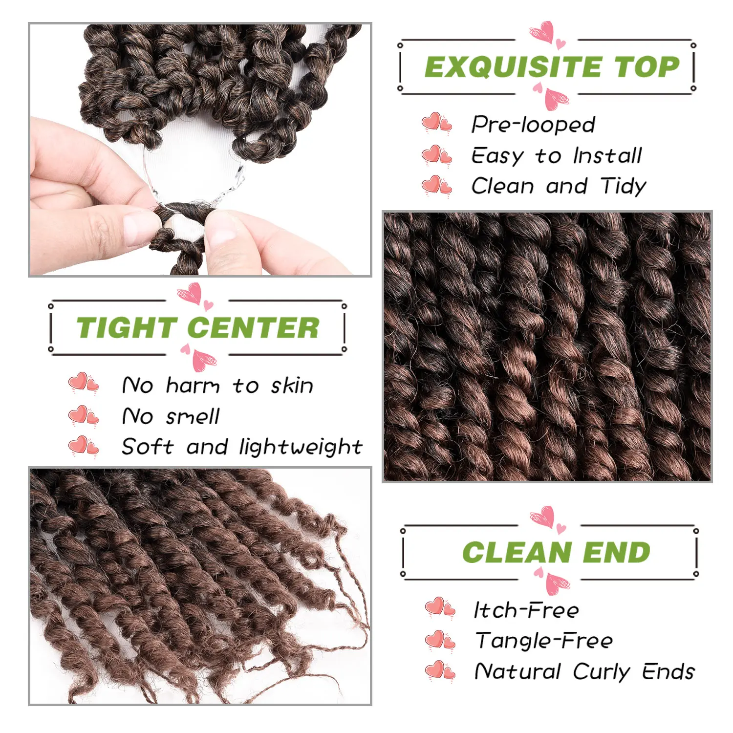 Pre-twisted Passion Twist Crochet Hair for Black Women Crochet Braids Pre-looped Synthetic Braiding Hair Extensions