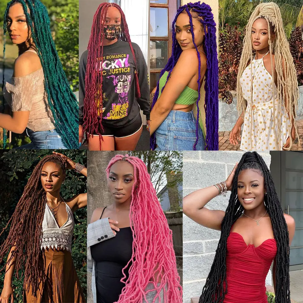 36 Inch Faux Locs Crochet Hair Extensions For Women Synthetic Soft Nu Locs Crochet Braids Dreadlocks Hair Extensions
