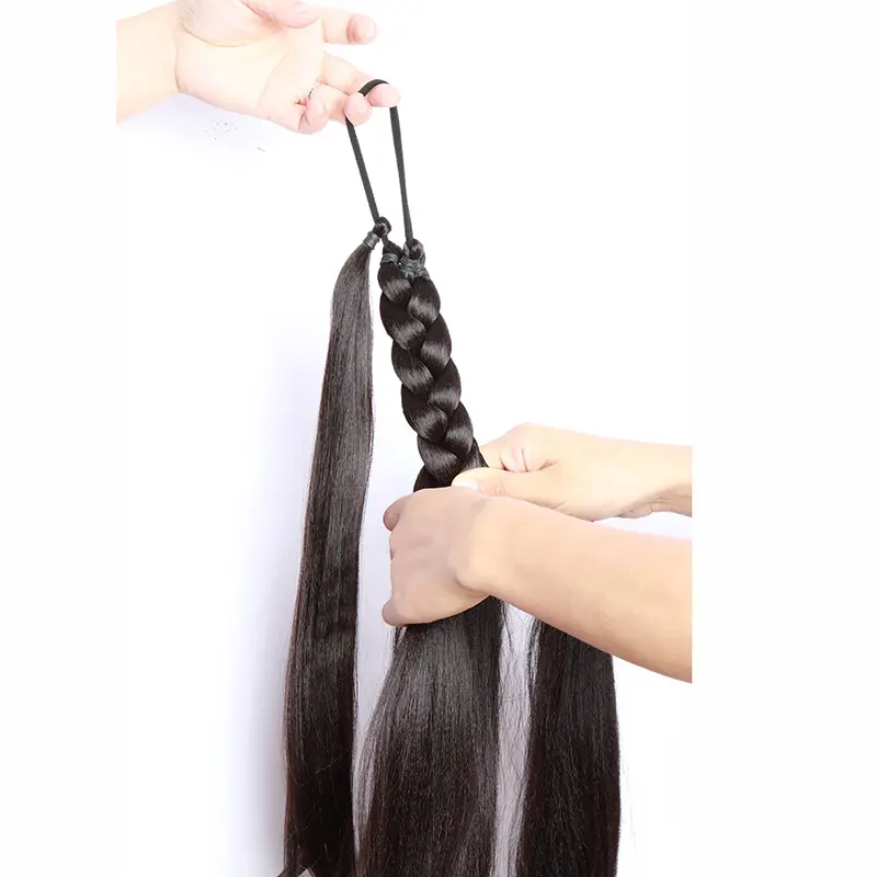 30Inch Synthetic Long Braided Ponytail Hair Extension DIY Box Braid Hairpiece Heat Resistant Ponytail for Women