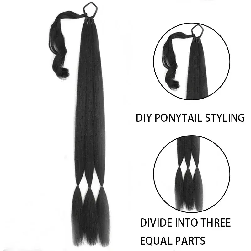 Long Natural DIY Braided Ponytail Extension 30inch Straight Wrap Around Pony Tail HairPieces Synthetic Fake Horse Tail For Women