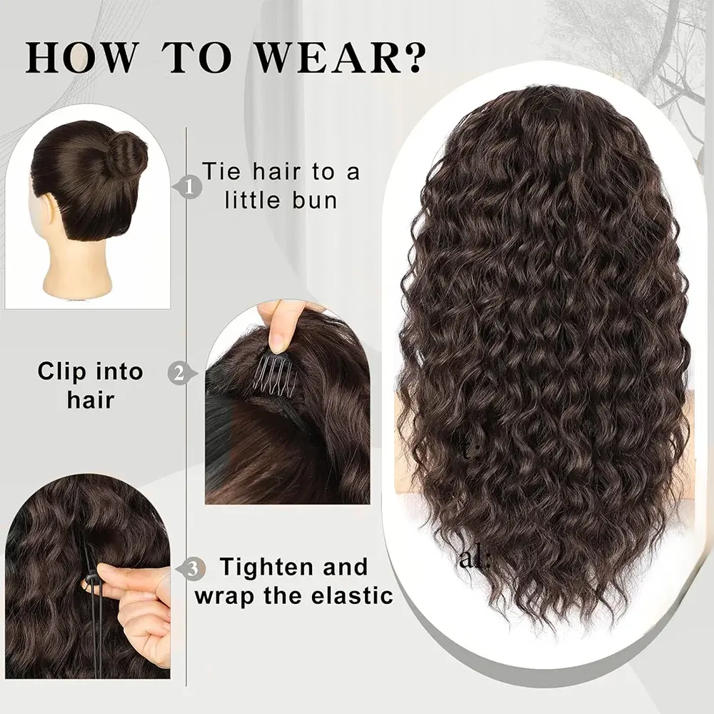 H&STAR Synthetic 18Inch Kinky Curly Ponytail Hair Short Fluffy Curly Drawstring Natural Afro Curly Fake Tail Hairpiec for Women