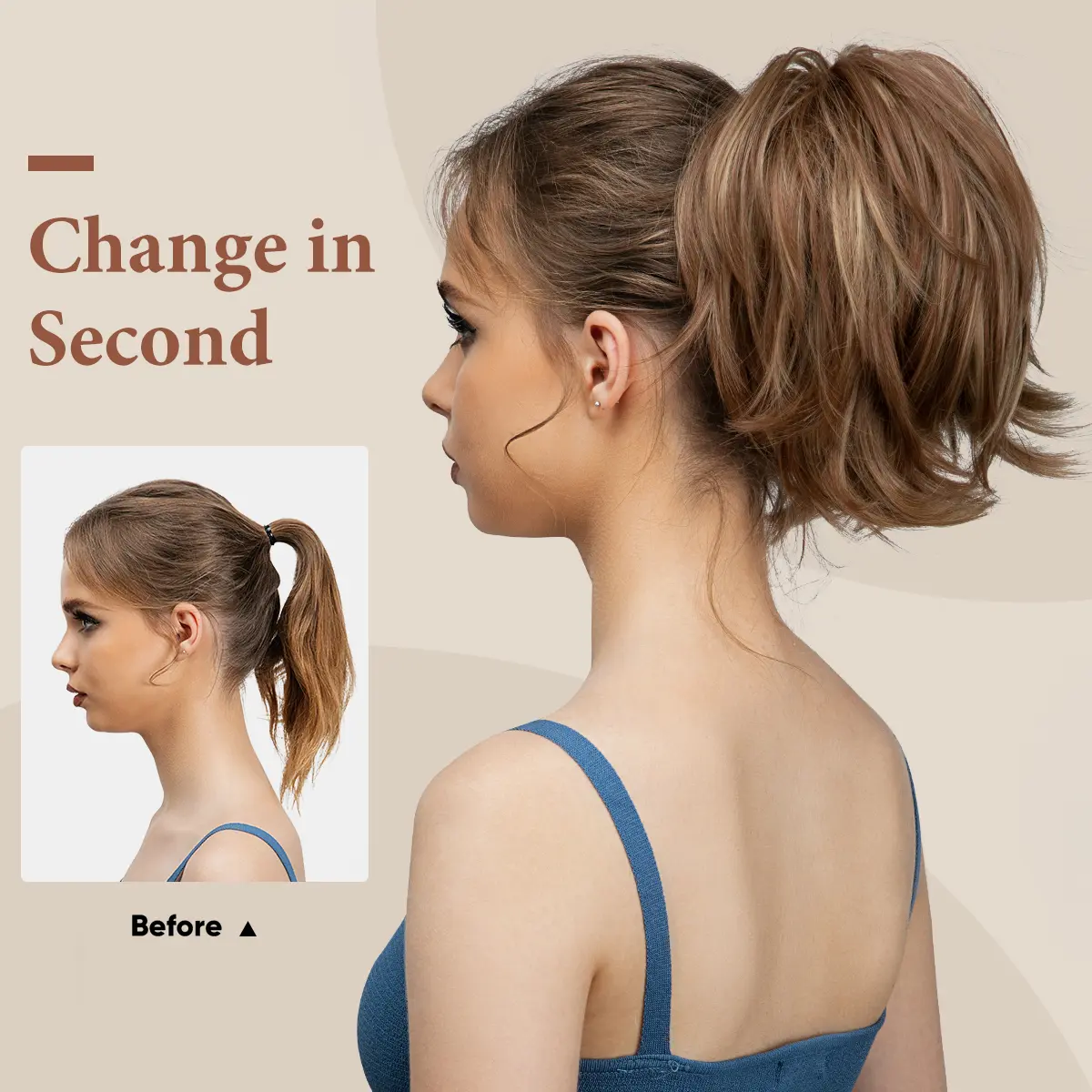 Synthetic Claw Clip In Ponytail Daily Use Hair Extensions One Piece Hairpiece Hair Bun  Fake Blonde Hair False Pigtail for Women