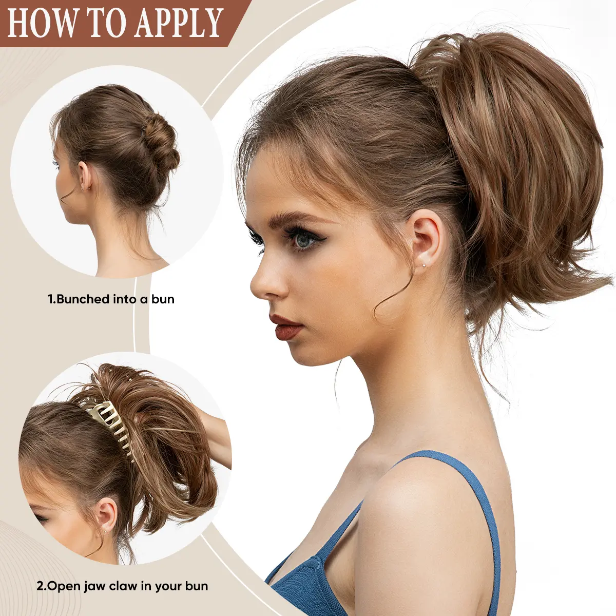 Synthetic Claw Clip In Ponytail Daily Use Hair Extensions One Piece Hairpiece Hair Bun  Fake Blonde Hair False Pigtail for Women