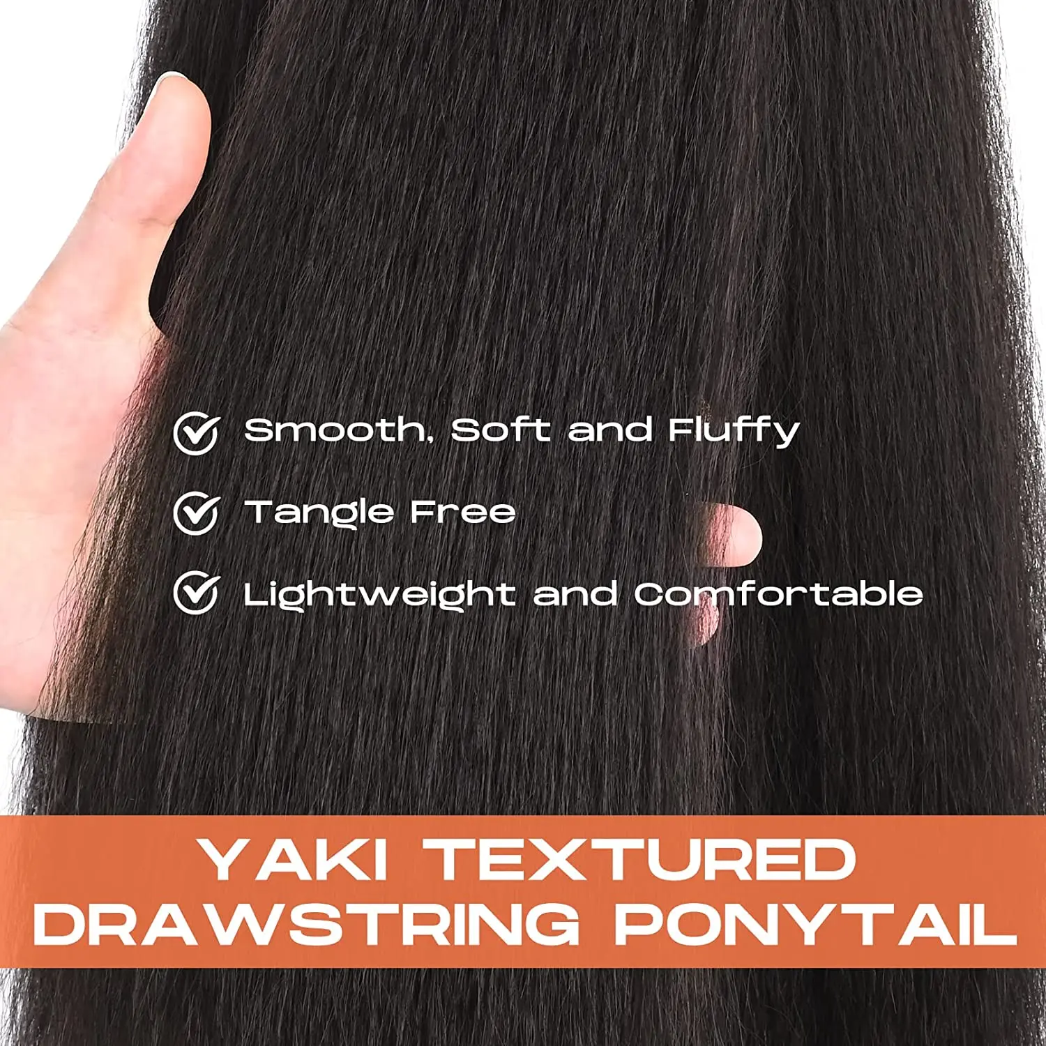 Yaki Kinky Straight Ponytail 8 Inch Short Drawstring Ponytail Hair Extensions Clip In Synthetic Pony tail Hairpiece For Women