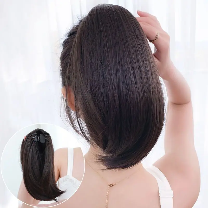 12Inch Synthetic Short Straight Ponytail Claw Clip In Hair Extension Ponytail Hairpiece for Women