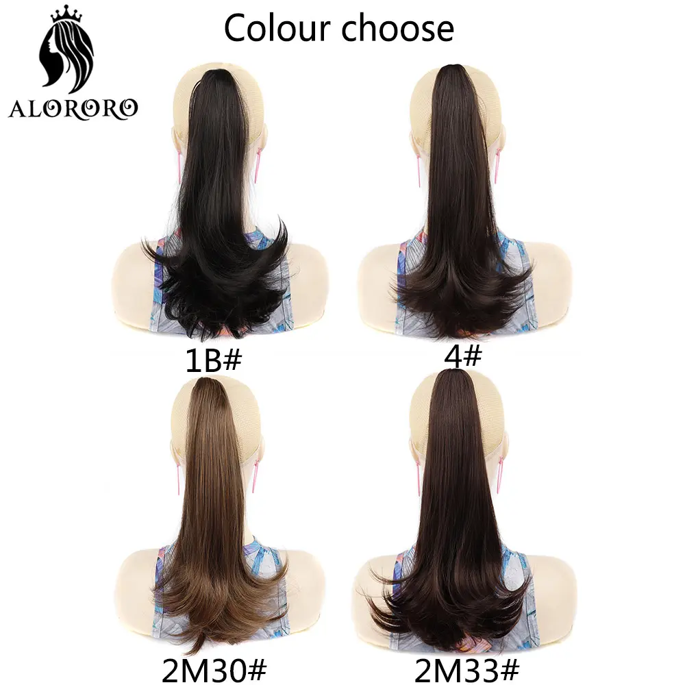 Synthetic Long Straight Claw Clip On Ponytail Hair Extensions 18Inch Heat Resistant Pony Tail Hairpiece For Women Daily Party