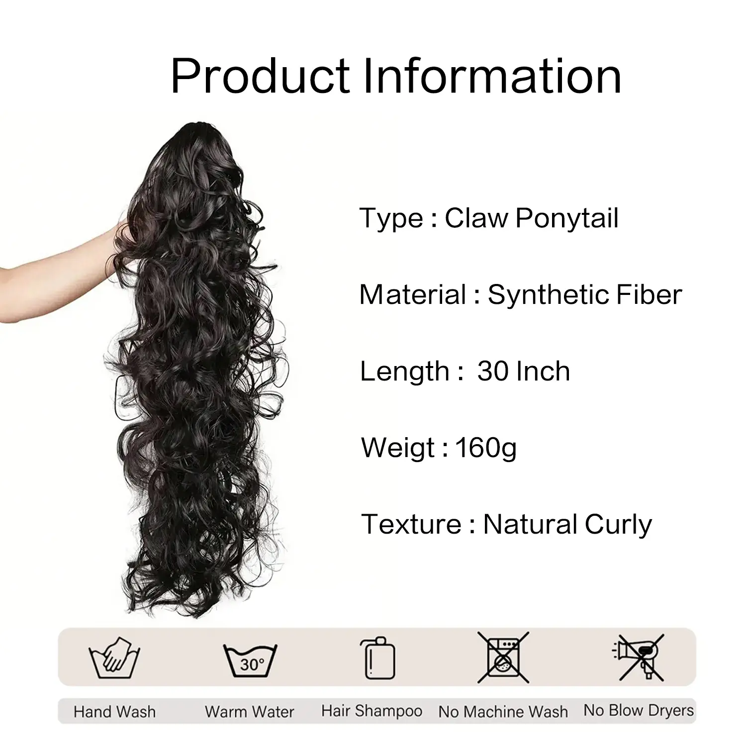 Multi Layered Ponytail Extension Claw Ponytail Hair Extensions 30 Inch Long Curly Wavy Ponytail Synthetic Hairpieces for Women