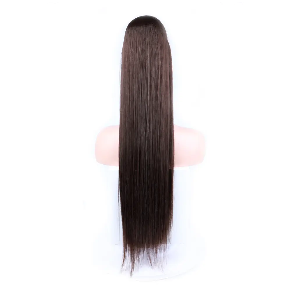 30 Inch Long Bone Straight Ponytails Futura Synthetic Drawstring Ponytails Clip-in Hair Extensions Straight Ponytails for Women