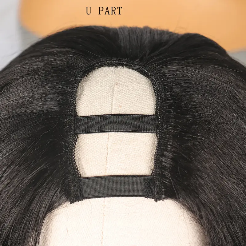 26 Inch U Part Wig Soft Yaki Body Wave Synthetic Hair Wig Heat Resistant V Part Half Wigs for Black Women