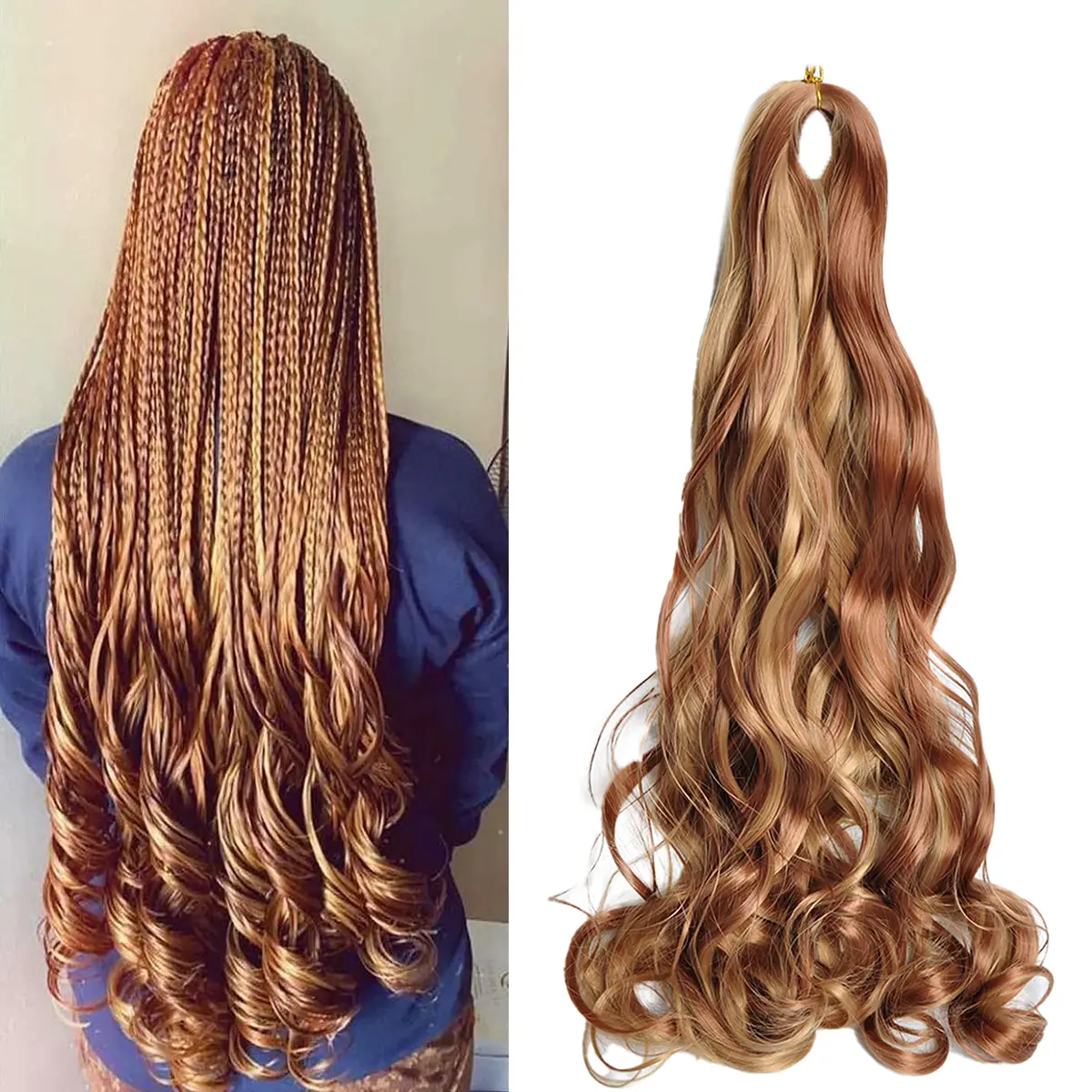French Curls Braiding Hair 24Inch Synthetic Spiral Curls Braids Hair Extensions For Women Pre Stretched Loose Wave Braiding Hair