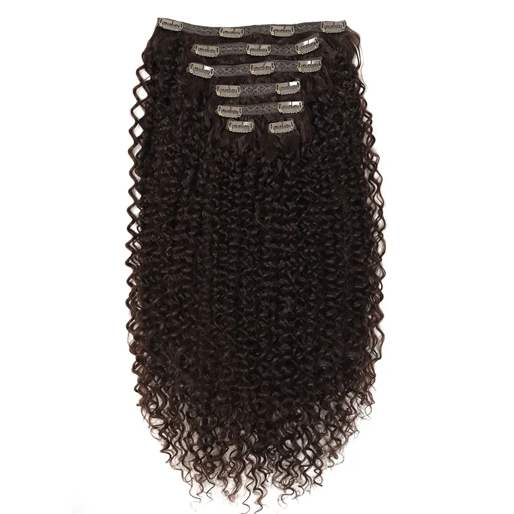 Synthetic Kinky Curly Hair Extensions Clip Ins for Black Women Brazilian Remy Hair Extensions 7 Pcs with 24 Clips Natural Blonde
