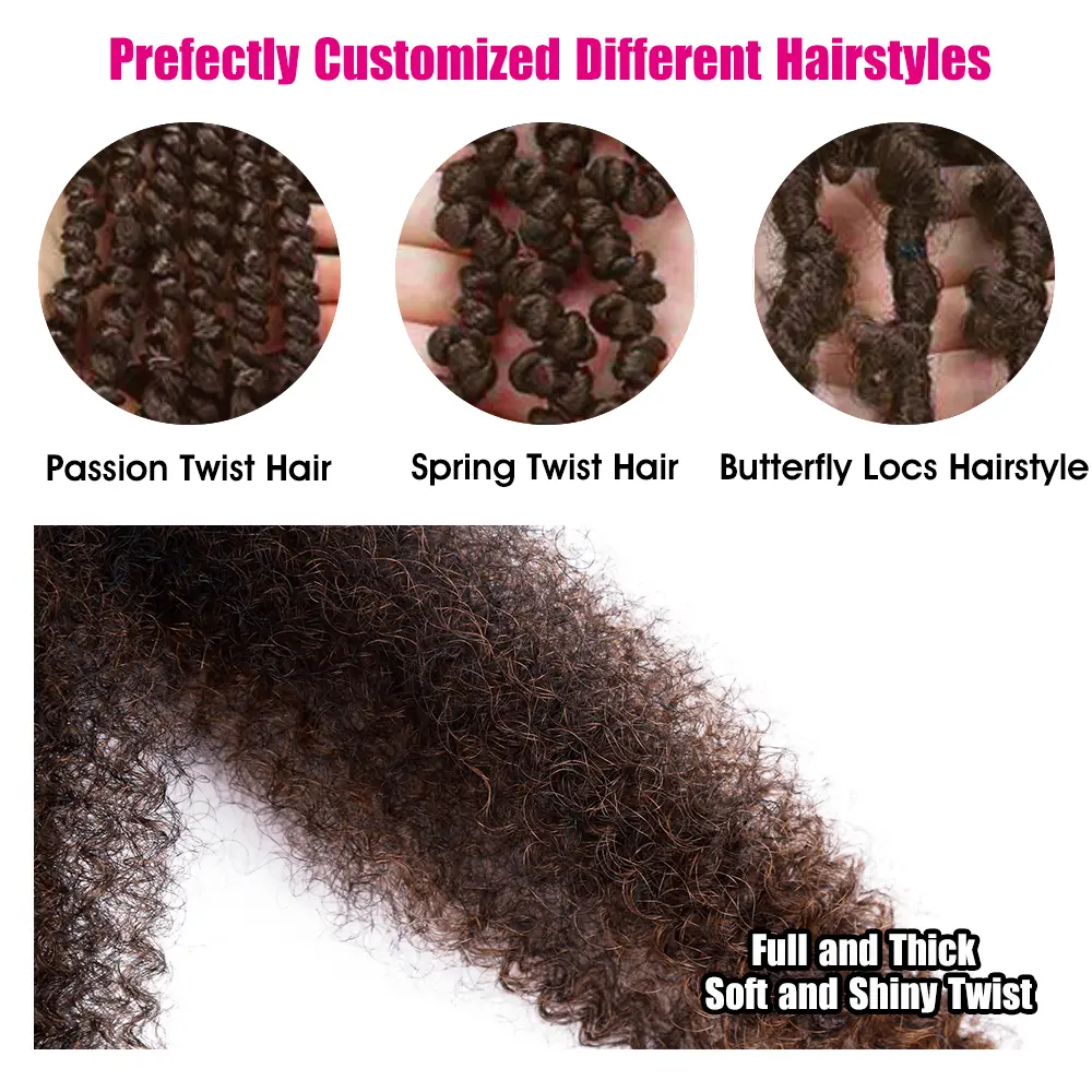 Marley Twist Afro Crochet Braids Soft Spring Kinky Hair For Distressed Butterfly Locs Synthetic Braiding Extensions For Women