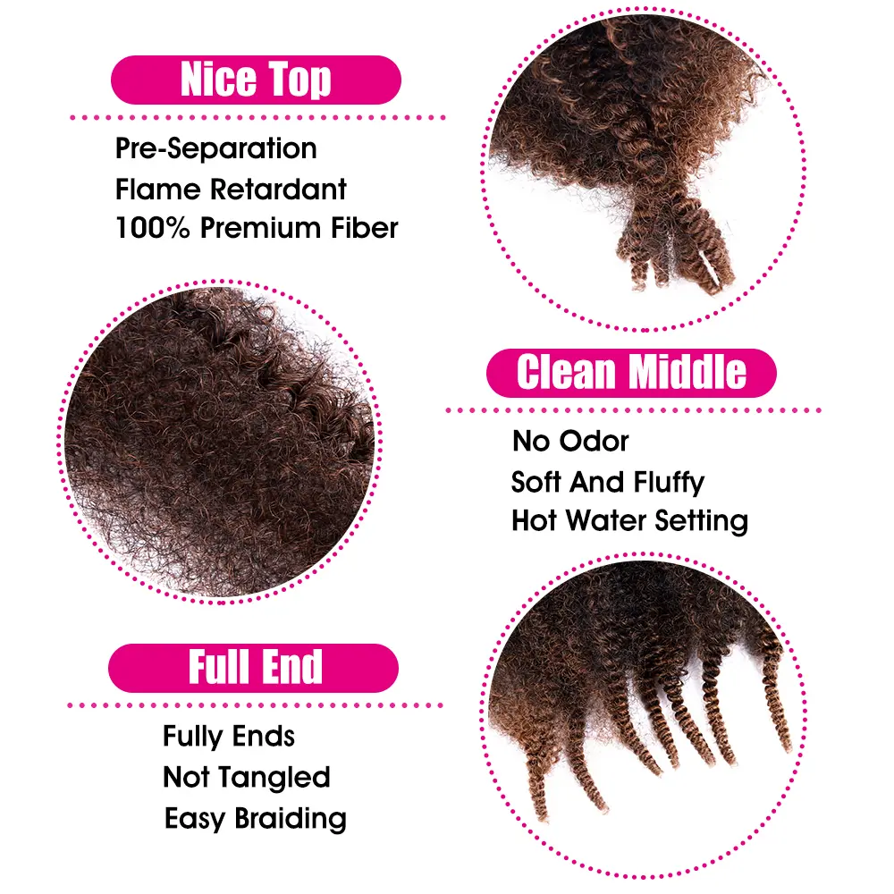 Marley Twist Afro Crochet Braids Soft Spring Kinky Hair For Distressed Butterfly Locs Synthetic Braiding Extensions For Women