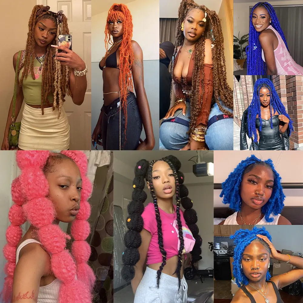 Marley Twist Afro Crochet Braids Soft Spring Kinky Hair For Distressed Butterfly Locs Synthetic Braiding Extensions For Women
