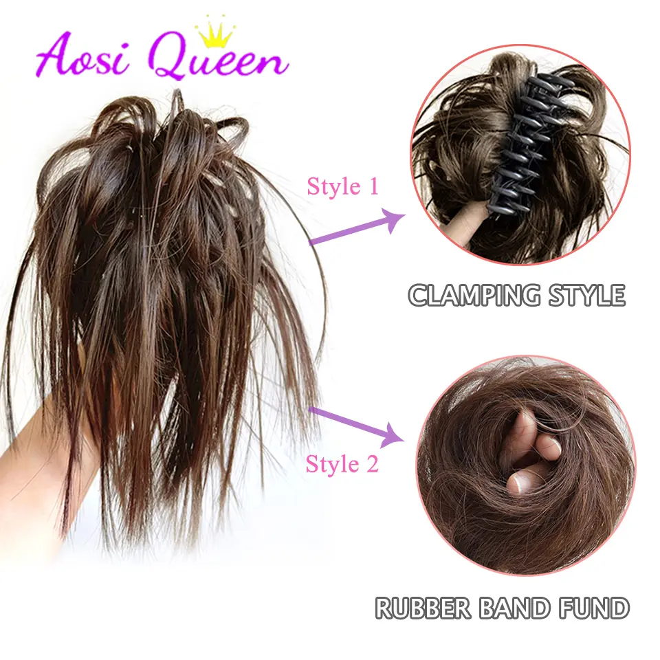 AS Synthetic Claw Clip Ponytail Hair Extensions long Curly hair Natural bow Tail False Hair For Women Horse Tail Black Hairpiece