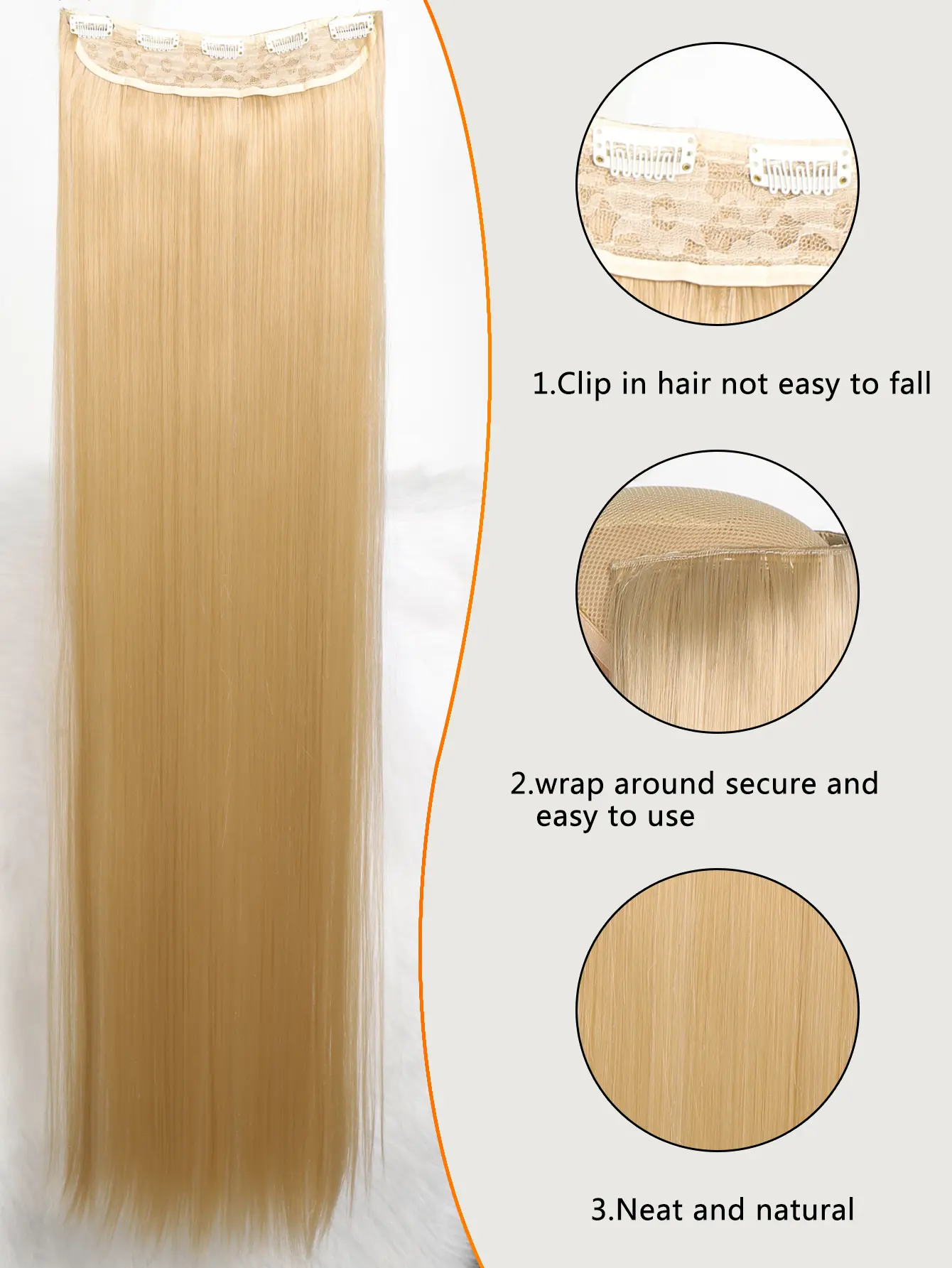 Synthetic 5 Clip In Hair Extensions Long Straight Hairstyle Hairpiece Black Brown Blonde 80CM Natural Fake Hair For Women