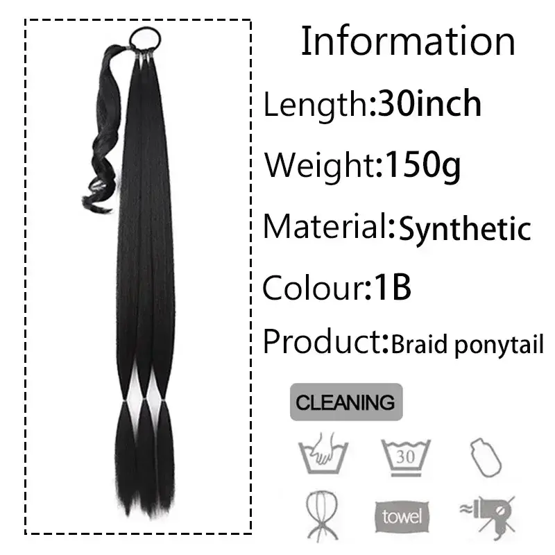 30 Inch Braided Ponytail with Rubber Synthetic DIY Blonde Braids False Hair Ponytail for Women Long Braid Horse Tail Extensions