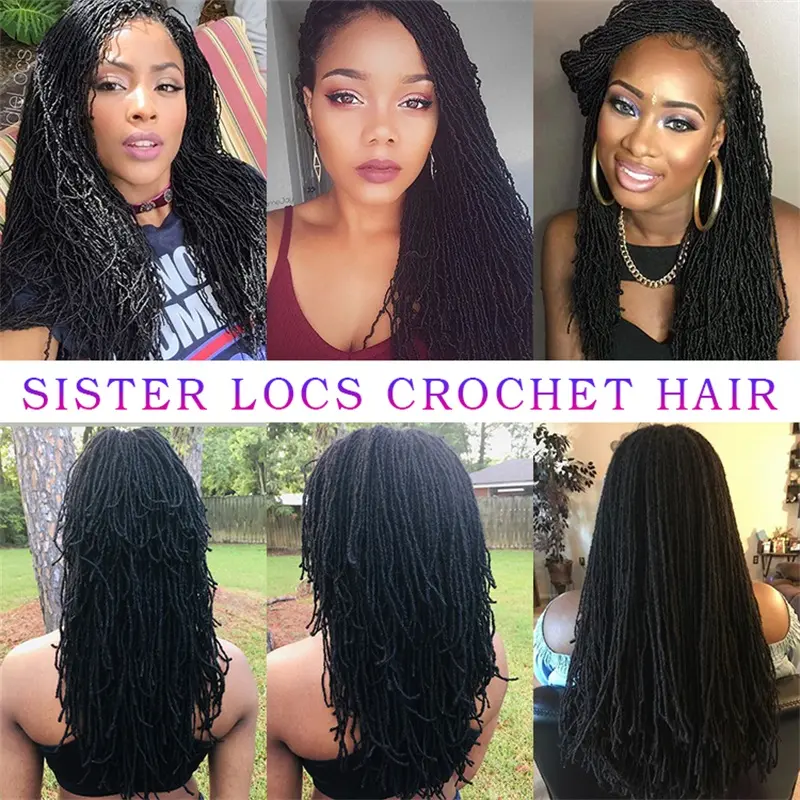 18 Inch Fake Hair Sister Locs Faux Locs Crochet Hair Accessories Synthetic Faux Locs Crochet Hair Extensions For Black Women
