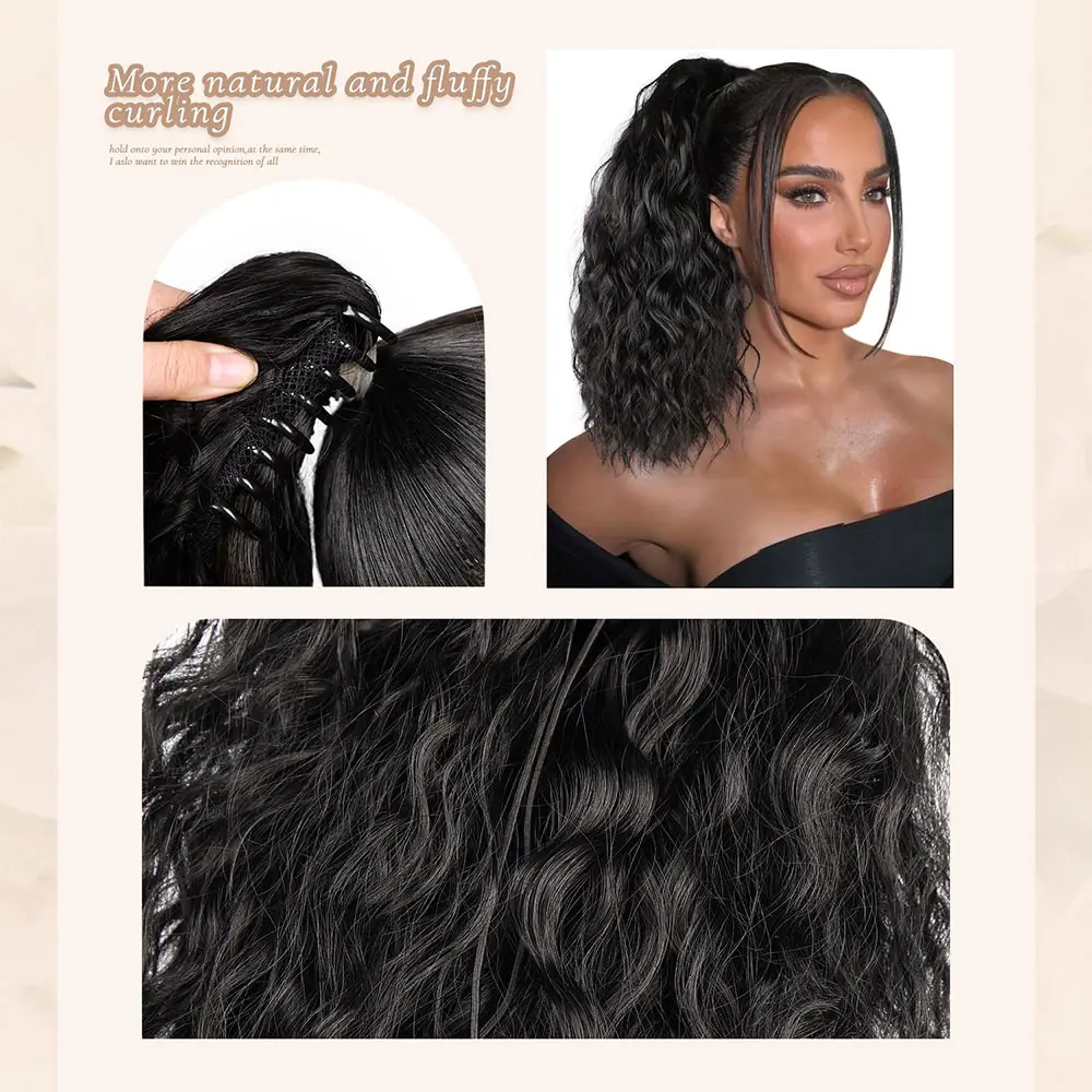 Synthetic Ponytail extension Claw Clip Ponytail 30inch Natural fluffiness Curly Wavy Ponytail ness  for women Daily Use