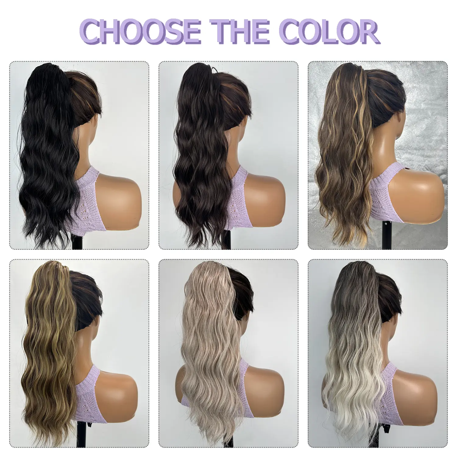 Synthetic Drawstring Ponytail Hair Extension 18Inch Long Curly Wavy Pony Tail Hairpieces for Women Brown Blonde Mixed Horsetail