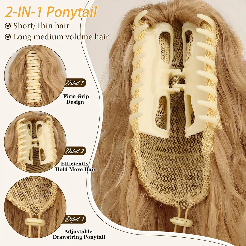 Synthetic Ponytail extension Claw Clip Ponytail 30inch Natural fluffiness Curly Wavy Ponytail ness  for women Daily Use