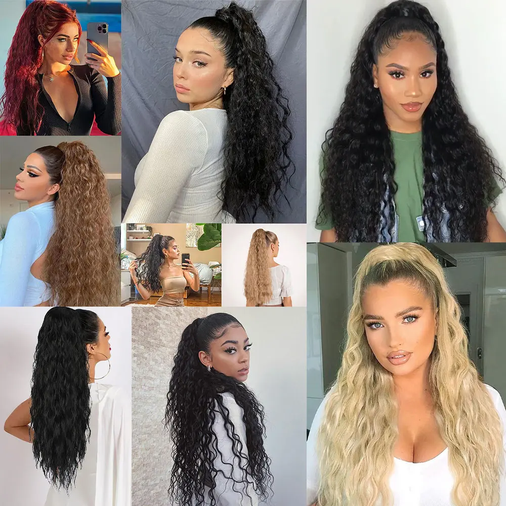 Synthetic Ponytail extension Claw Clip Ponytail 30inch Natural fluffiness Curly Wavy Ponytail ness  for women Daily Use