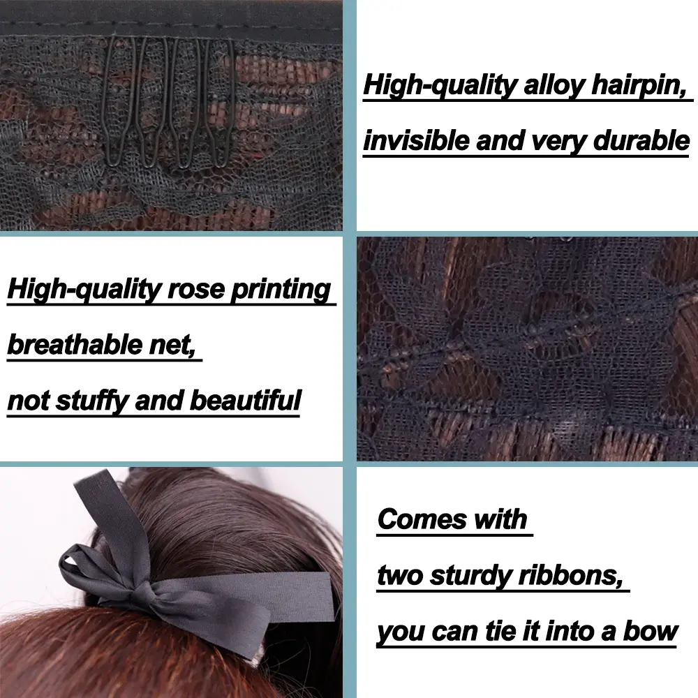 Synthetic Long Straight Ponytail Hair Extension Wrap Around Clip In Ponytail Fake Hair Heat Resistant Black Blonde For Women