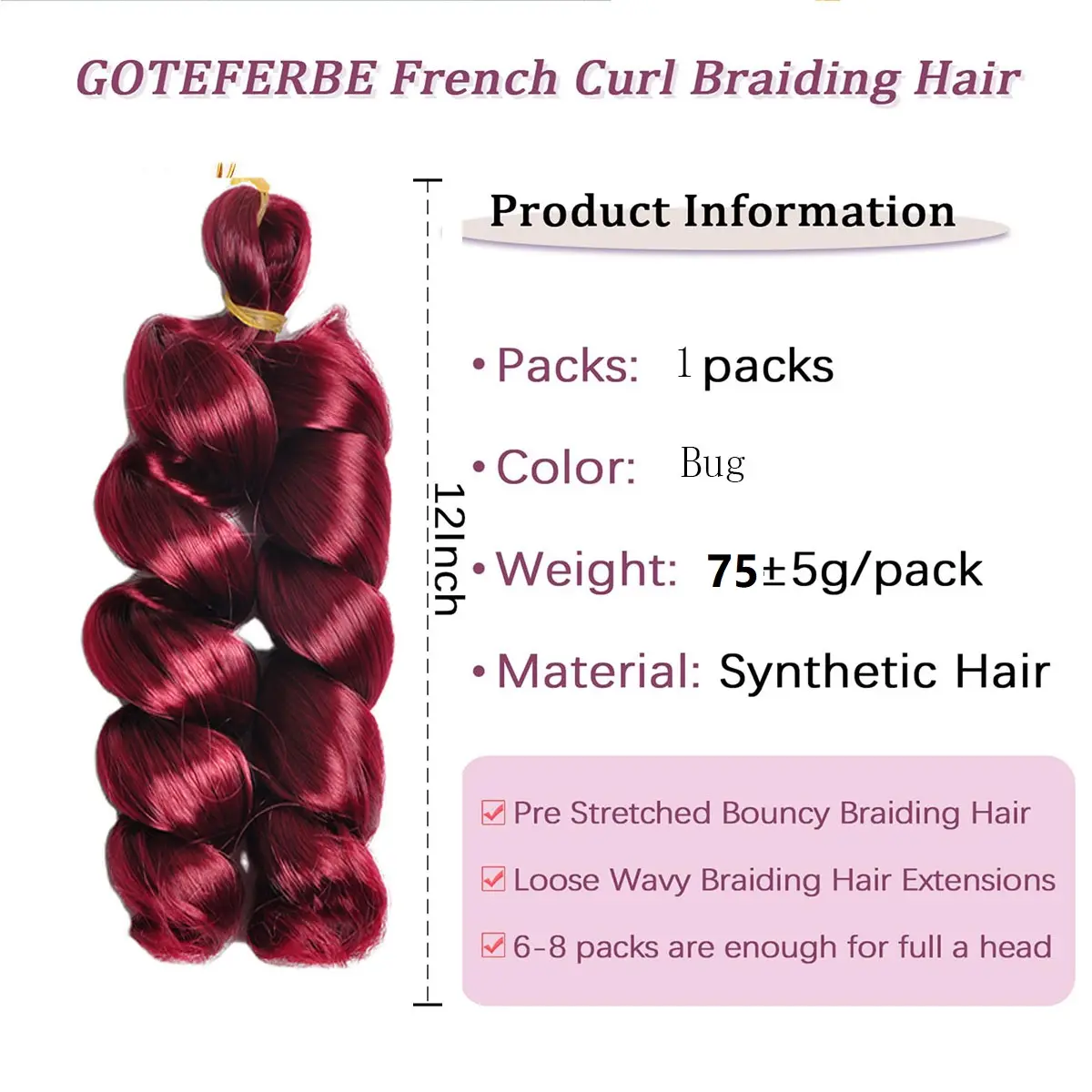 French Curls Braiding Hair Synthetic Hair Spiral Curls Braids Hair Pre Stretched Loose Wave Braiding Hair Extensions For Women