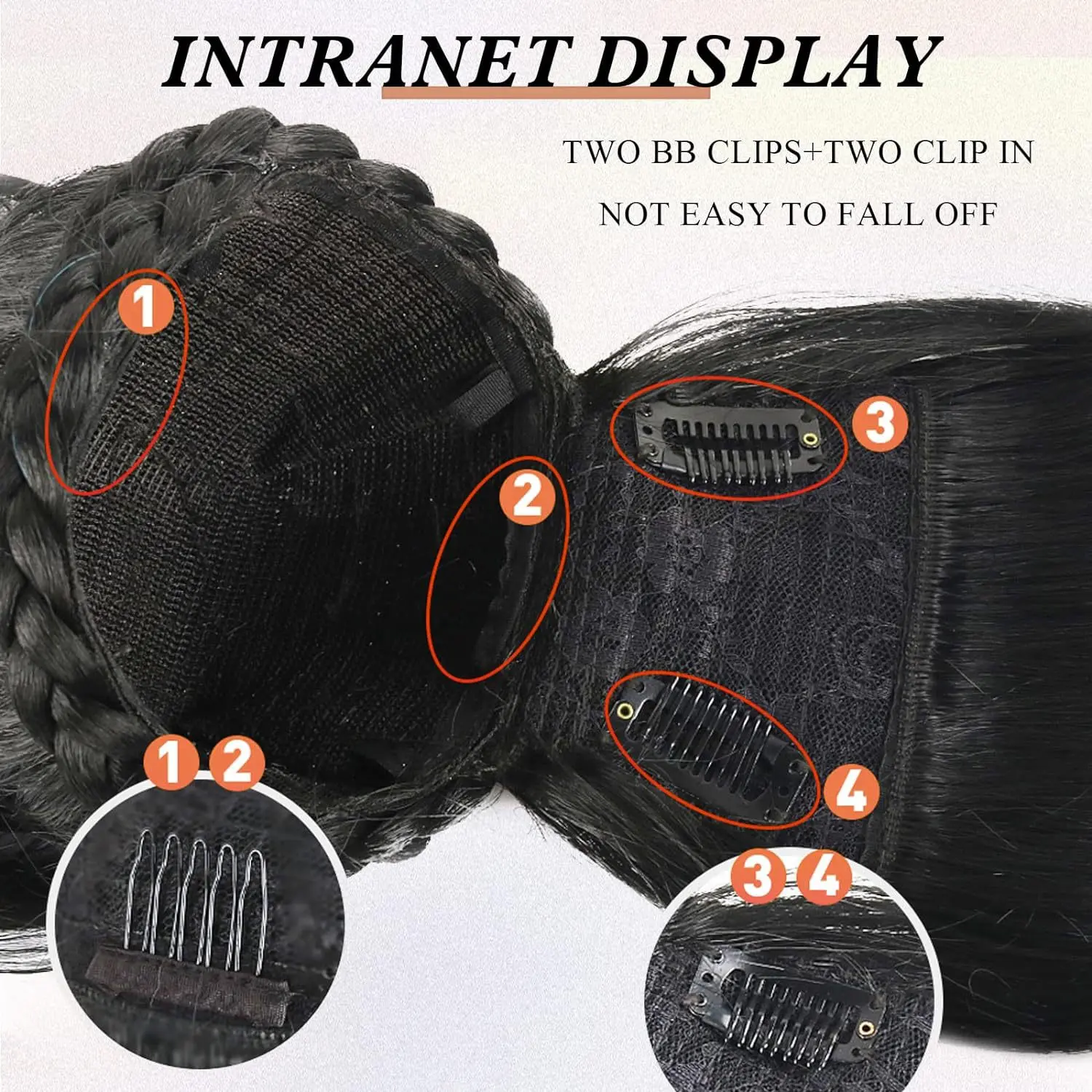 16 Inch Body Wave with Bang Ponytail Extension Hairpin Clip in Hairpieces Bang with Ponytail Heat Resistant for Women