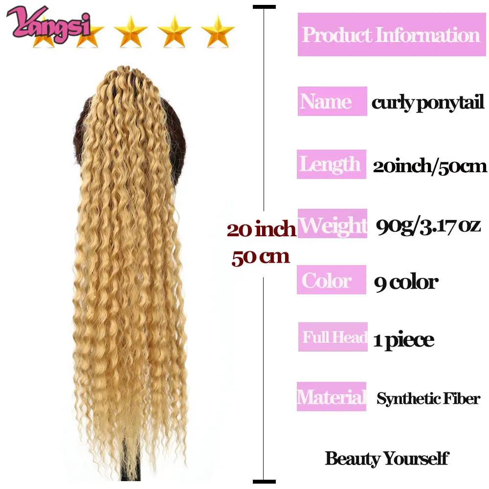 Rubber Band hair styles with fake ponytail Black Blonde Color for Women Daily Party Christmas day Use Synthetic Hair Afro Curly