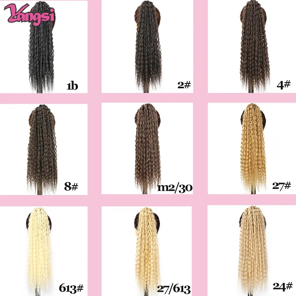 Rubber Band hair styles with fake ponytail Black Blonde Color for Women Daily Party Christmas day Use Synthetic Hair Afro Curly