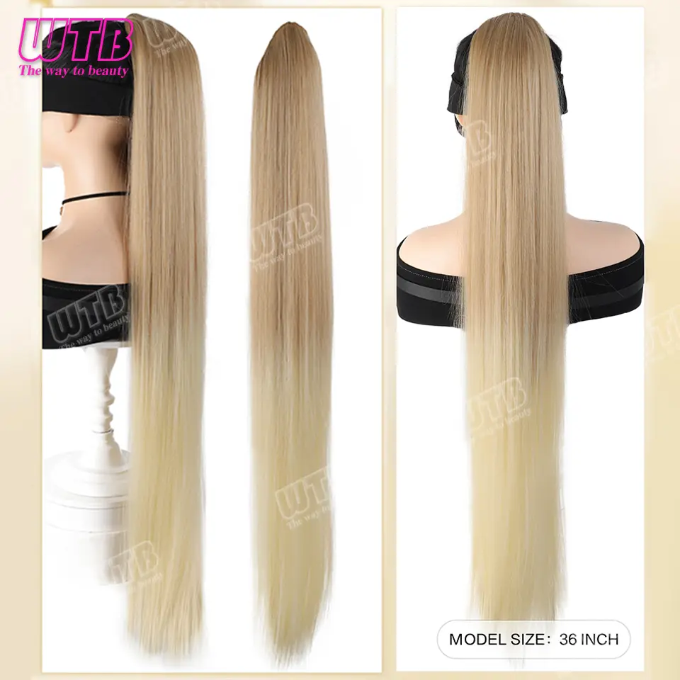Ponytail Extension 36Inch Long Natural Straight Drawstring Pony tail for Women Synthetic Heat Resistant Hairpiece for Daily Use