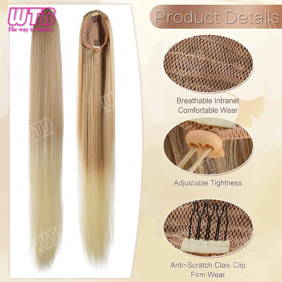 Ponytail Extension 36Inch Long Natural Straight Drawstring Pony tail for Women Synthetic Heat Resistant Hairpiece for Daily Use