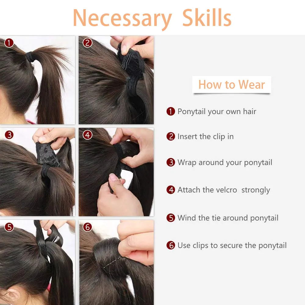 Long Hollywood Wave Ponytail Wrap Around Synthetic Ponytail Body Wave Clip in Hairpiece Blonde Wave Ponytail for Women