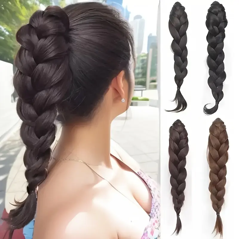 Elegant Braided Synthetic Claw Clip Ponytail Hair Extension Durable Heat-Resistant Fiber Hairpiece for Women Claw-Clamp Ponytail