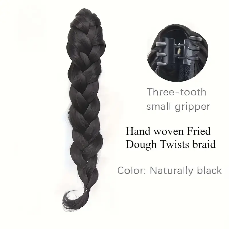 Elegant Braided Synthetic Claw Clip Ponytail Hair Extension Durable Heat-Resistant Fiber Hairpiece for Women Claw-Clamp Ponytail