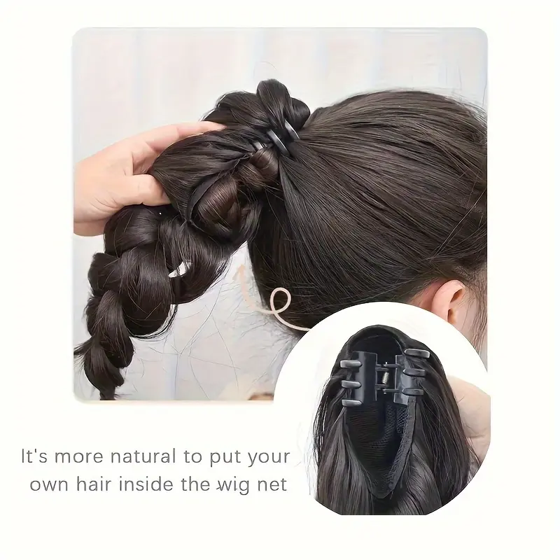 Elegant Braided Synthetic Claw Clip Ponytail Hair Extension Durable Heat-Resistant Fiber Hairpiece for Women Claw-Clamp Ponytail