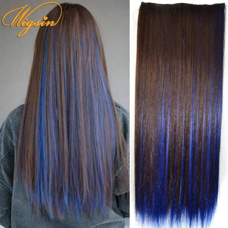 WIGSIN Synthetic 24Inch Long Straihgt Hair Extension Heat-Resistant Fiber Hair Cosplay Hairpieces for Women