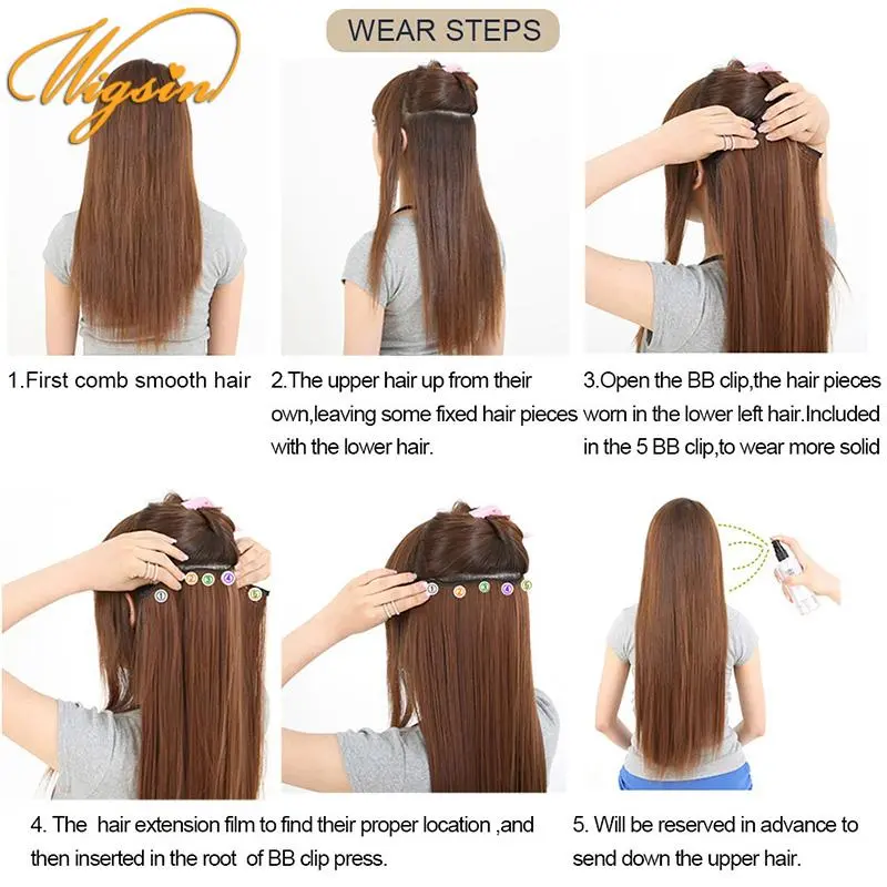 WIGSIN Synthetic 24Inch Long Straihgt Hair Extension Heat-Resistant Fiber Hair Cosplay Hairpieces for Women