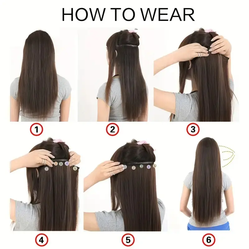 40Inches Long Straight Synthetic Hair 5 Clips Hair Extensions Ponytail Extension For Girls  Clip In Extensions