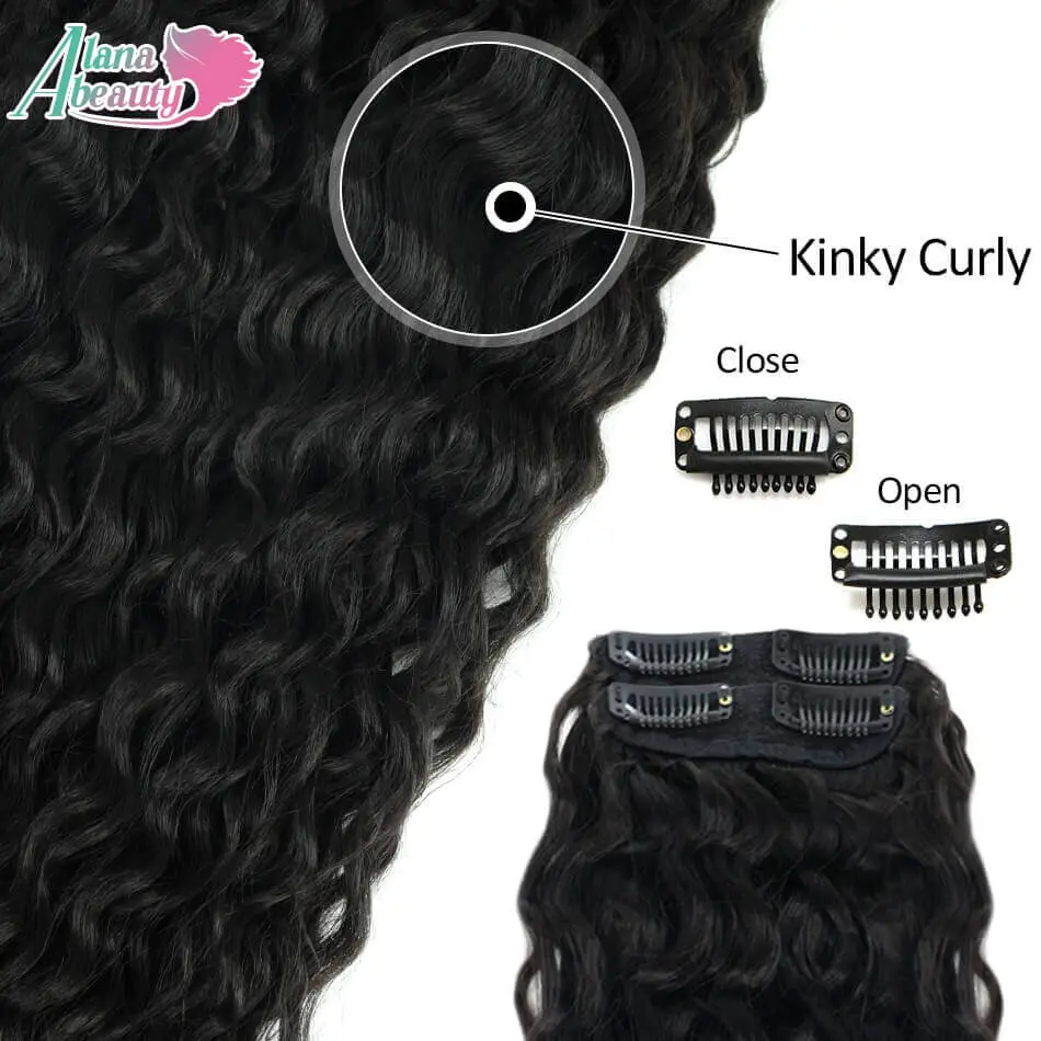160g 4pcs/set Synthetic Kinky Curly Clip-in Hair Extensions Super Long Water Wave Full Head Hair Pieces for Women