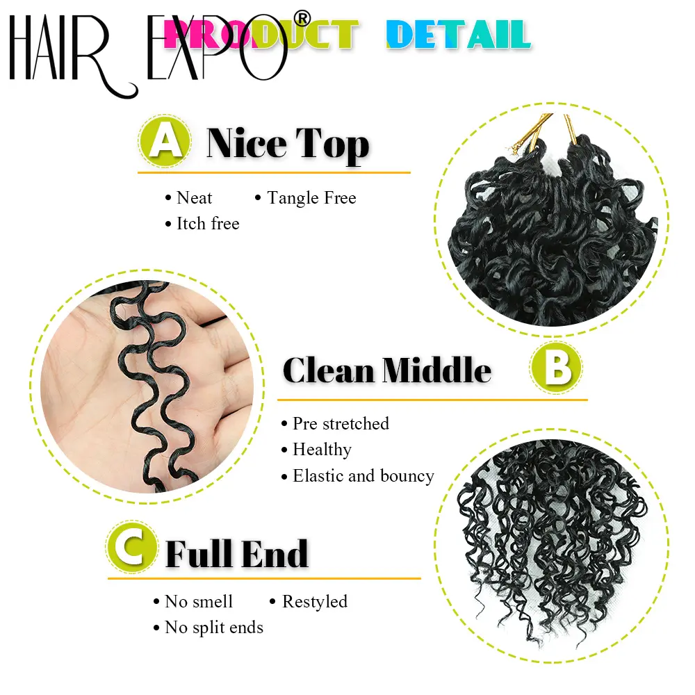 14"Curly Passion Twist Crochet Hair Synthetic Yanky Twist Braiding Hair Extensions Pre-twisted Pre-Looped Senegalese Twist Hair
