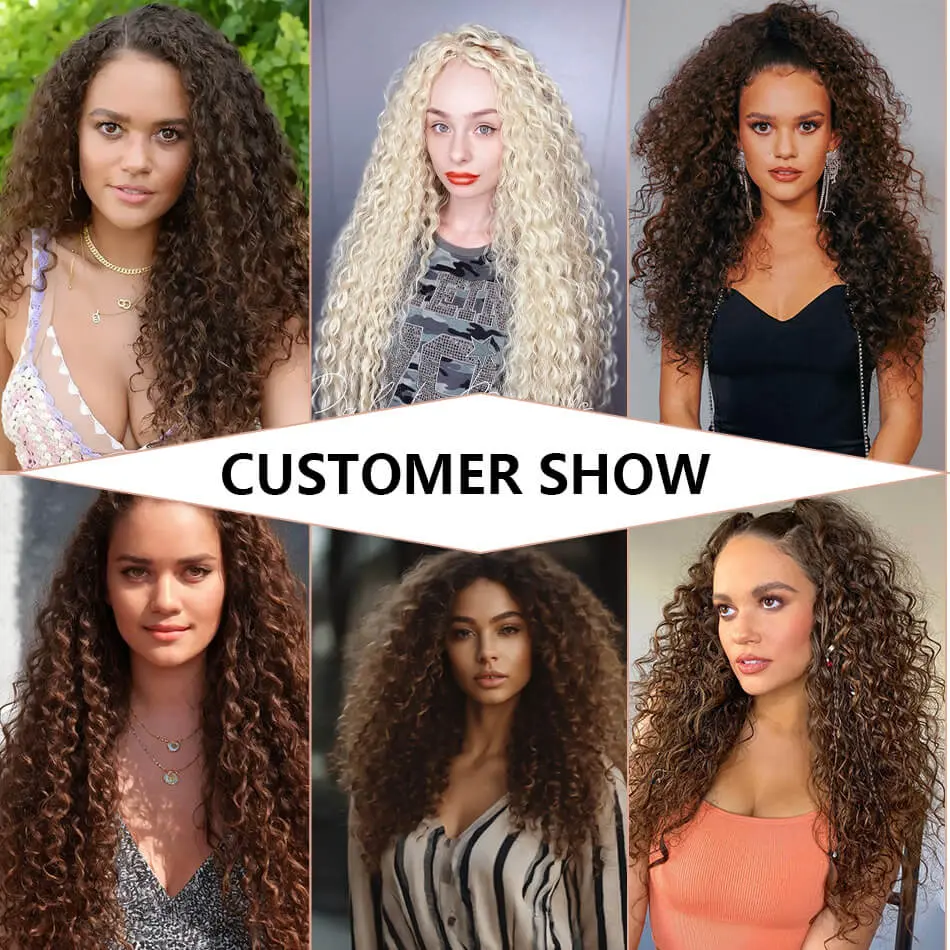 160g 4pcs/set Synthetic Kinky Curly Clip-in Hair Extensions Super Long Water Wave Full Head Hair Pieces for Women