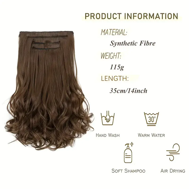 Synthetic Clip in Style Hair Extensions 35cm Short Wave Curly Invisible Soft Hairpiece Black Chocolate Brown Hair for Women