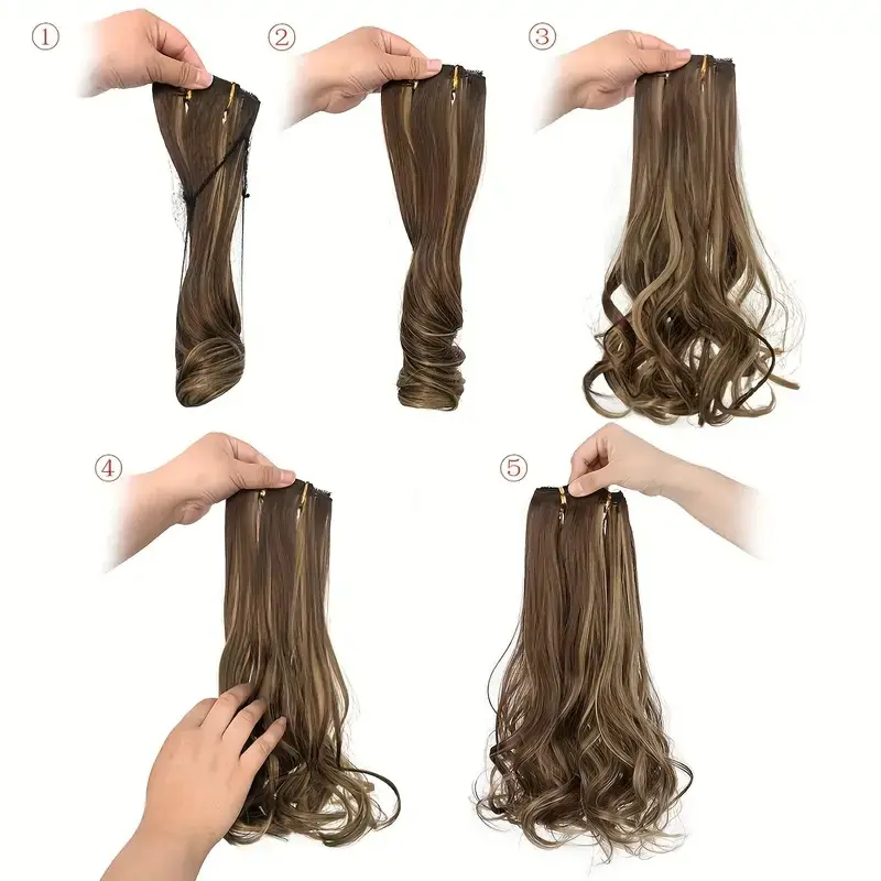 Synthetic Clip in Style Hair Extensions 35cm Short Wave Curly Invisible Soft Hairpiece Black Chocolate Brown Hair for Women