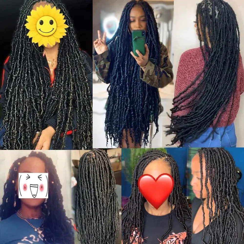 18/24/36inch Synthetic Nu Locs Crochet Hair Braiding Hair Pre-looped Goddess locs Curly Soft Locs Dreadlock Extensions for Women