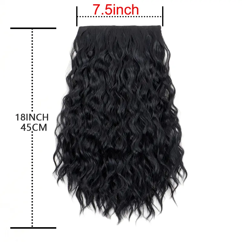 H&STAR Synthetic 18Inch U-shaped 6 Clips Short Kinky Curly Clip-In Hair Extension Invisible Fulffy Black Hairpiece for Women